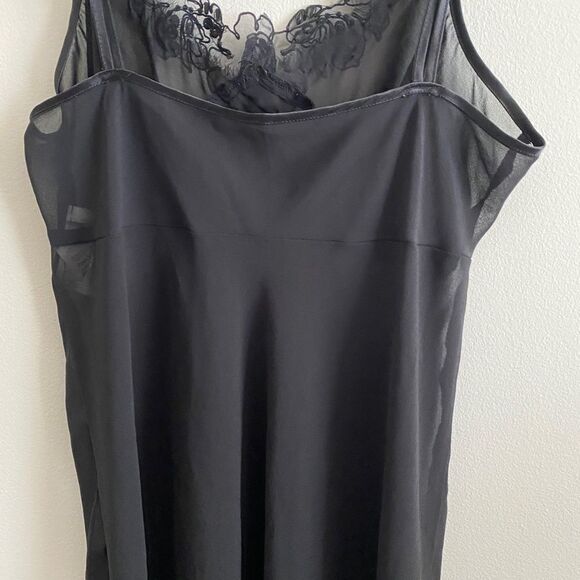 Vintage Dentelle Black Slip Dress | Sheer Sexy Nightie w/ Beaded Bodice - Picture 3 of 5